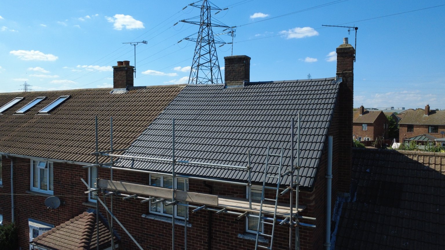 Completed roof viewed from the rear